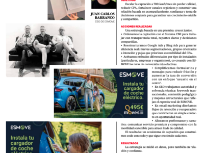 ESMOVE dispara su captación un 40% y lleva su modelo de crecimiento sostenible a los Premios IPMARK